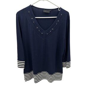 Orly Navy Blue & White Nautical Top Tunic - Size XL